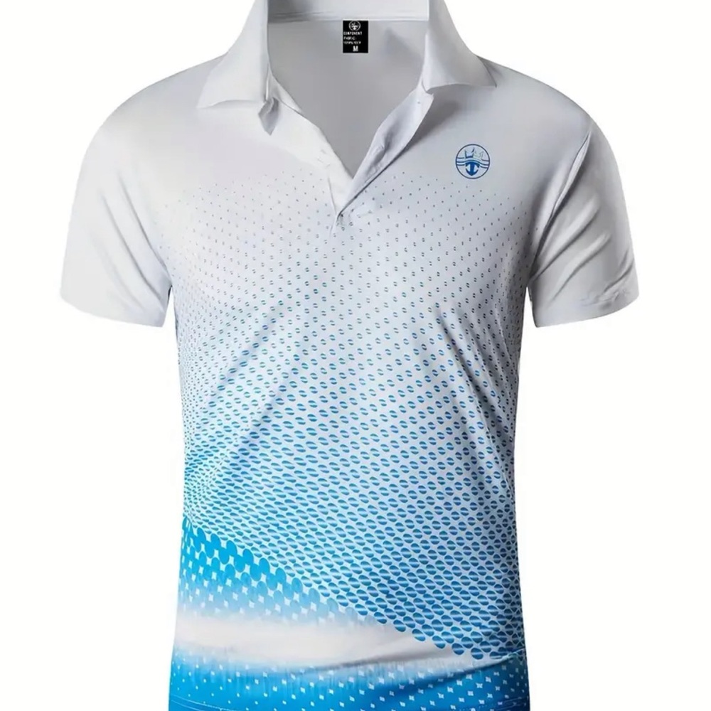 Men's Quick Dry 2-Button Polo/Golf Shirt, Casual Mid Stretch Lapel
